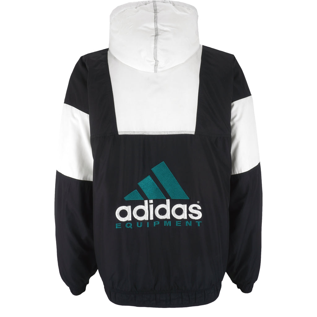 Adidas - B&W Equipment Embroidered Hooded Jacket 1990s Large Vintage Retro