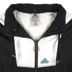 Adidas - Big Logo Embroidered Hooded Jacket 1990s Large Vintage Retro