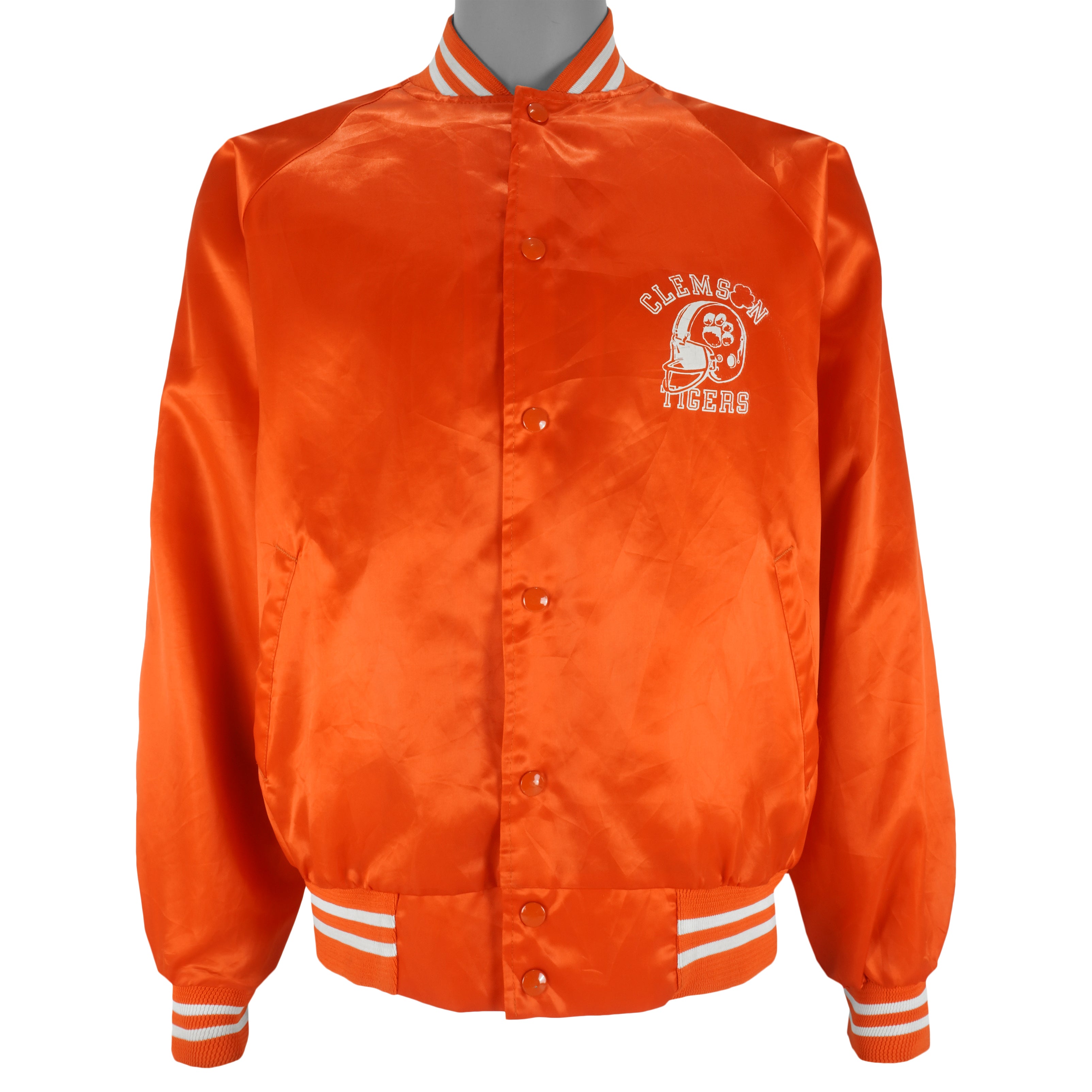 NCAA - Orange Clemson Tigers Satin Jacket 1990s Large Vintage Retro College