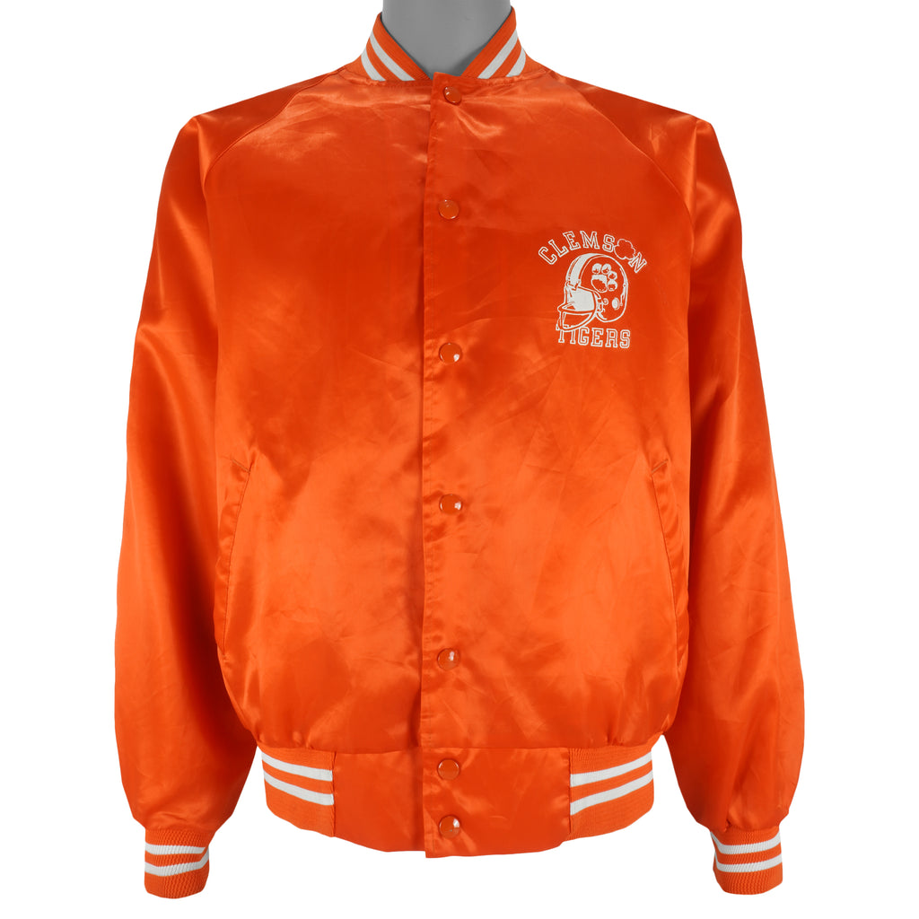 NCAA - Orange Clemson Tigers Satin Jacket 1990s Large Vintage Retro College