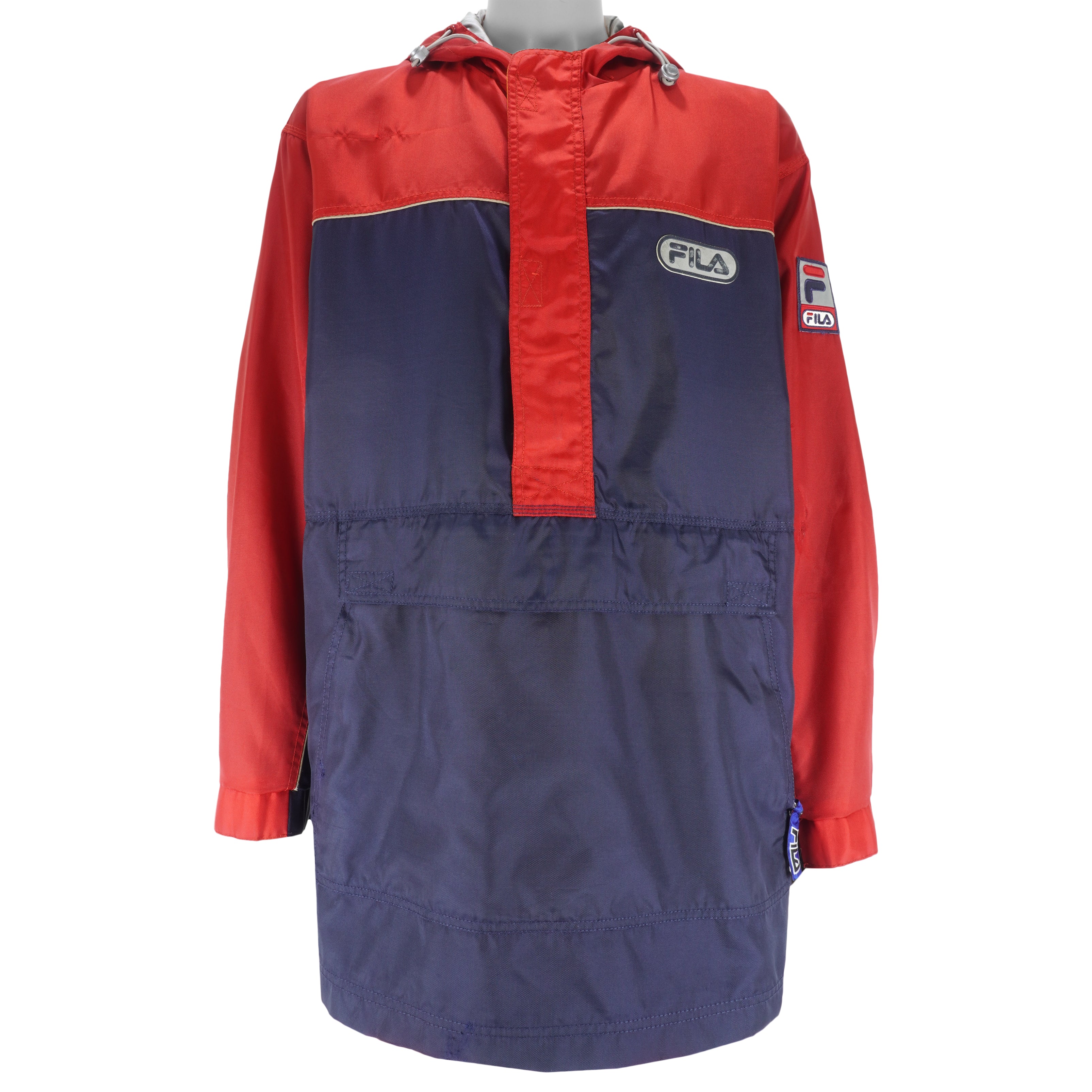 Fila - Blue 1/2 Zip Hooded Jacket 1990s X-Large Vintage Retro
