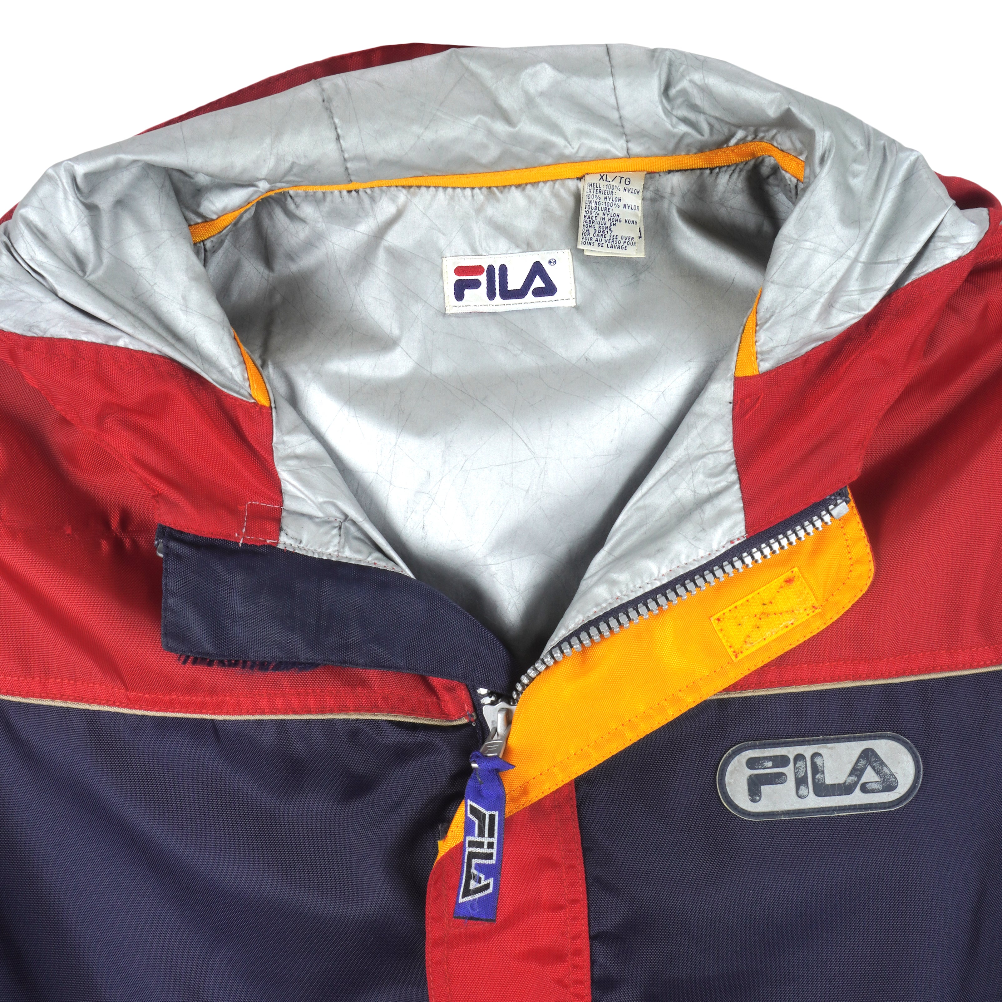 Fila - Blue 1/2 Zip Hooded Jacket 1990s X-Large Vintage Retro