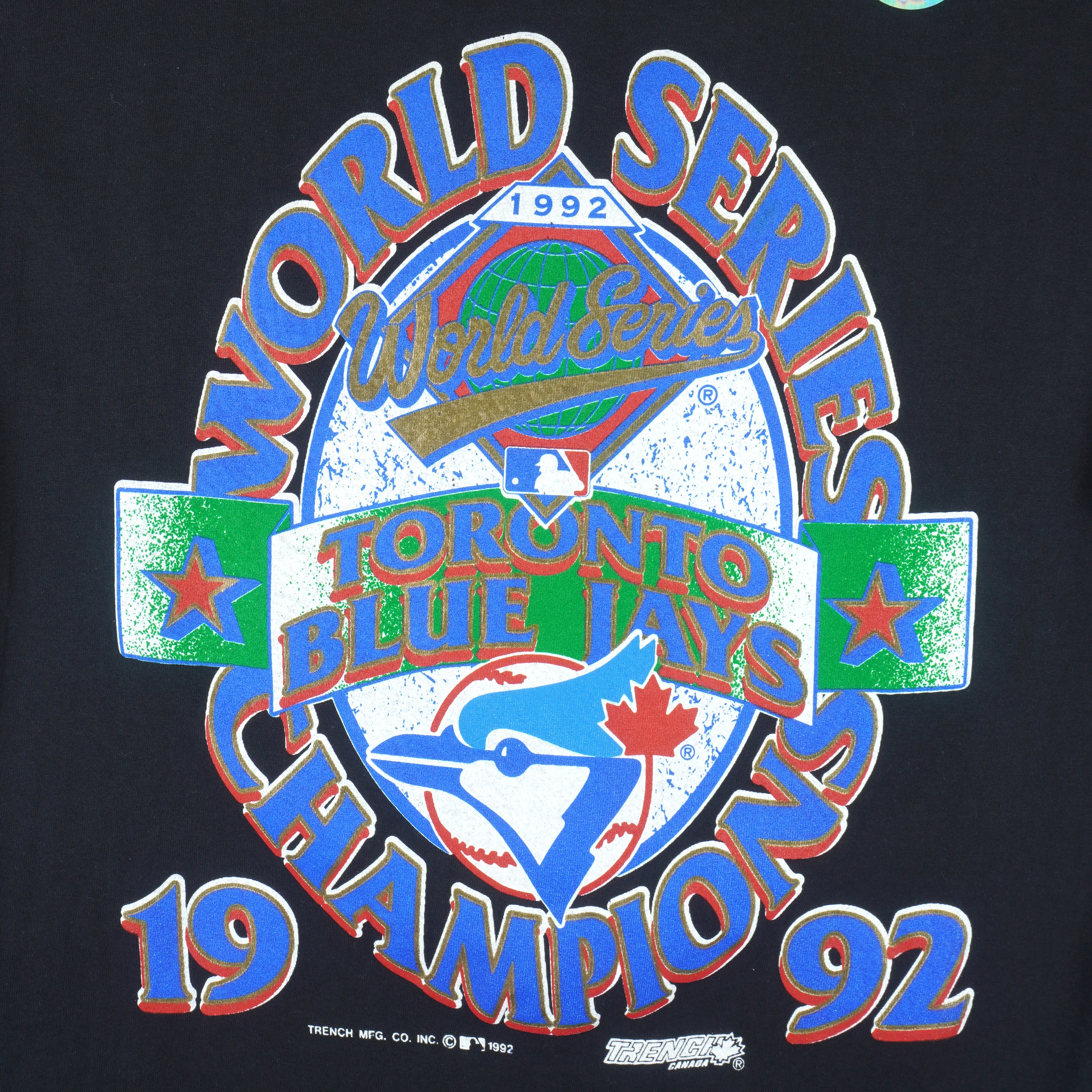 MLB (Trench) - Toronto Blue Jays - World Series Champs T-shirt 1992 Large Vintage Retro Baseball