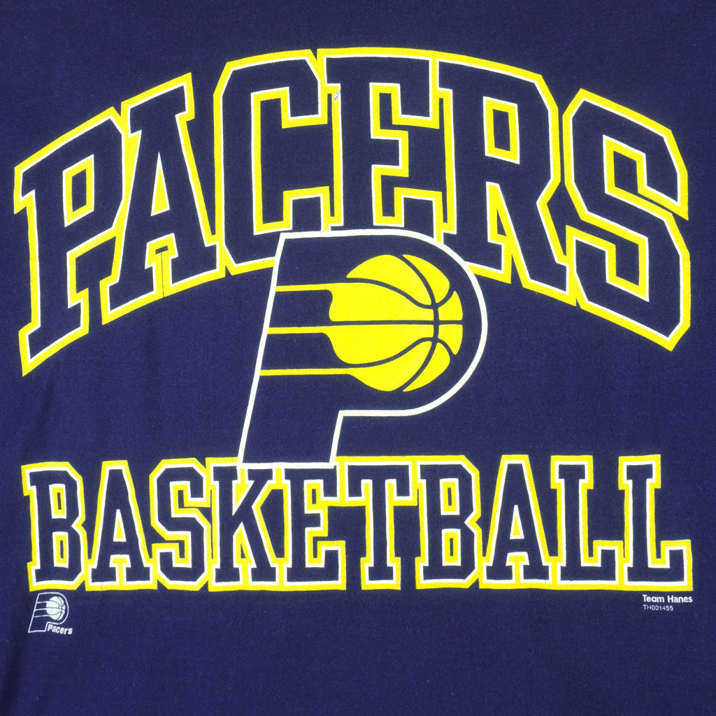 NBA (Hanes) - Indiana Pacers Big Logo T-Shirt 1990s X-Large Vintage Retro Basketball