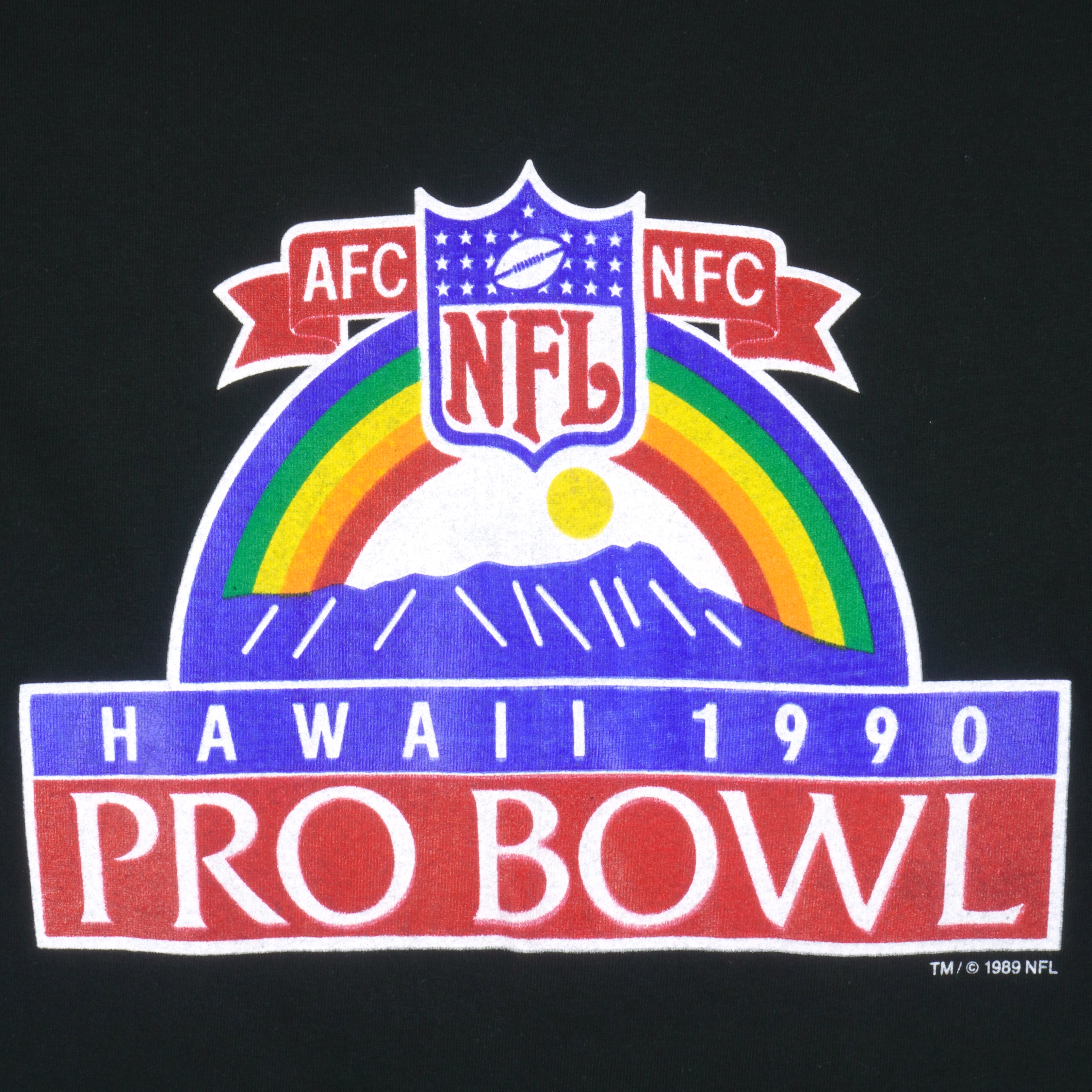 NFL - Pro Bowl, Hawaii Big Spell-Out T-Shirt 1989 Large Vintage Retro Football