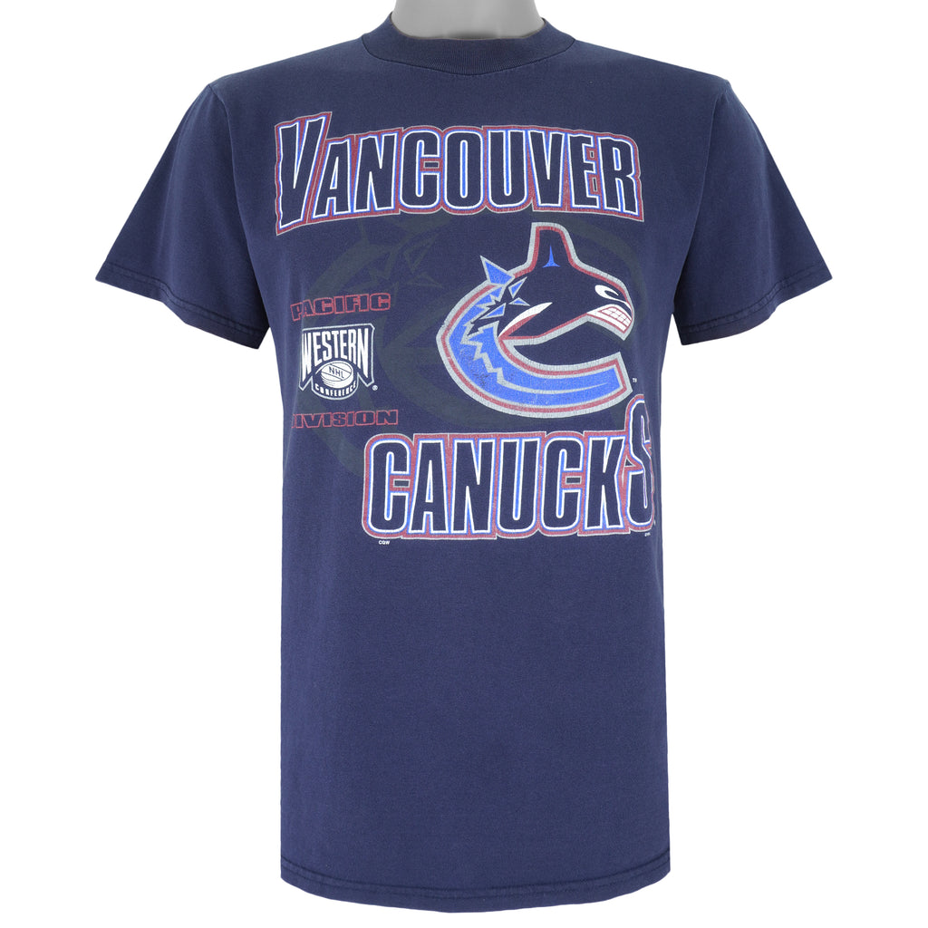 NHL (Tultex) - Vancouver Canucks Spell-Out T-Shirt 1990s Medium Vintage Retro Hockey