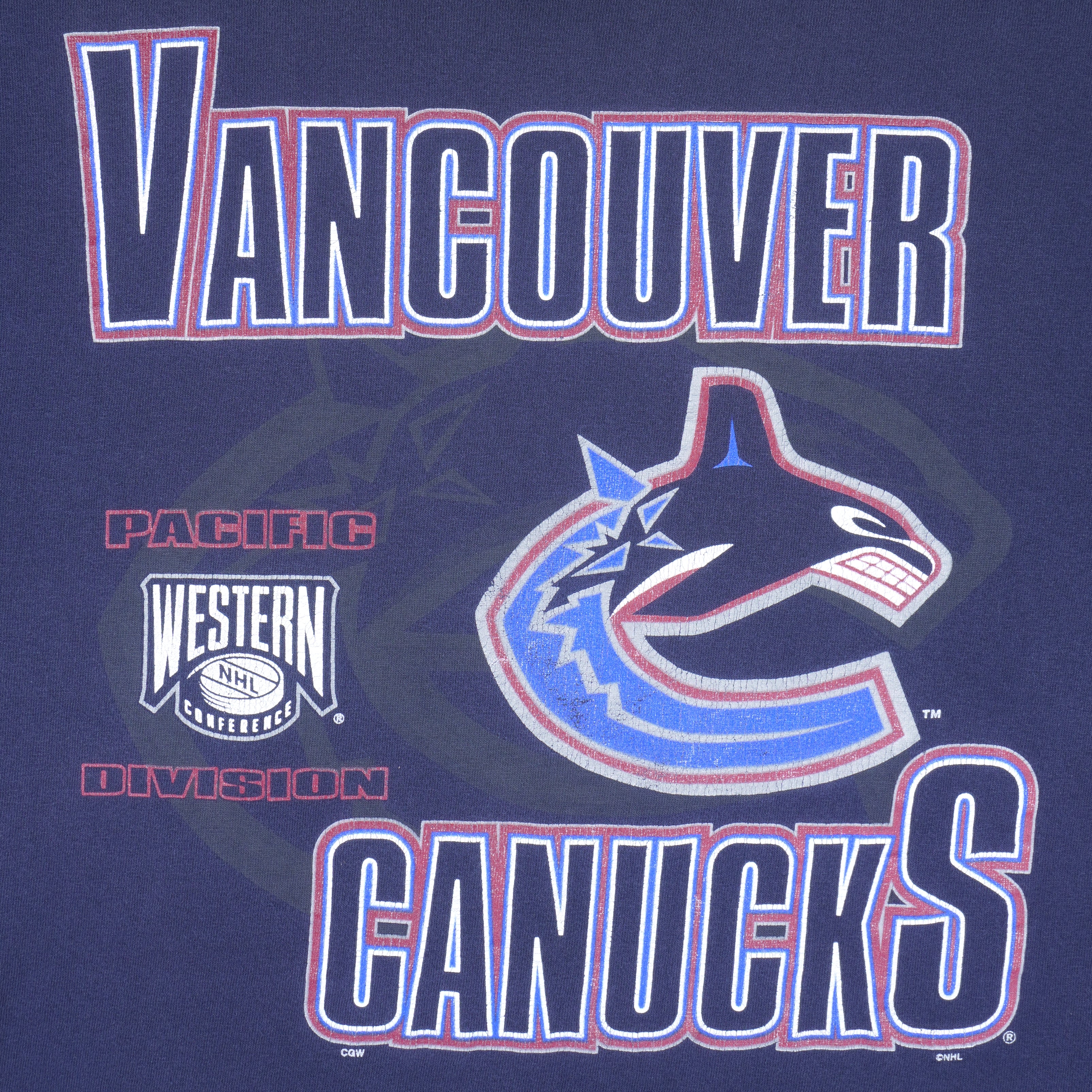 NHL (Tultex) - Vancouver Canucks Spell-Out T-Shirt 1990s Medium Vintage Retro Hockey