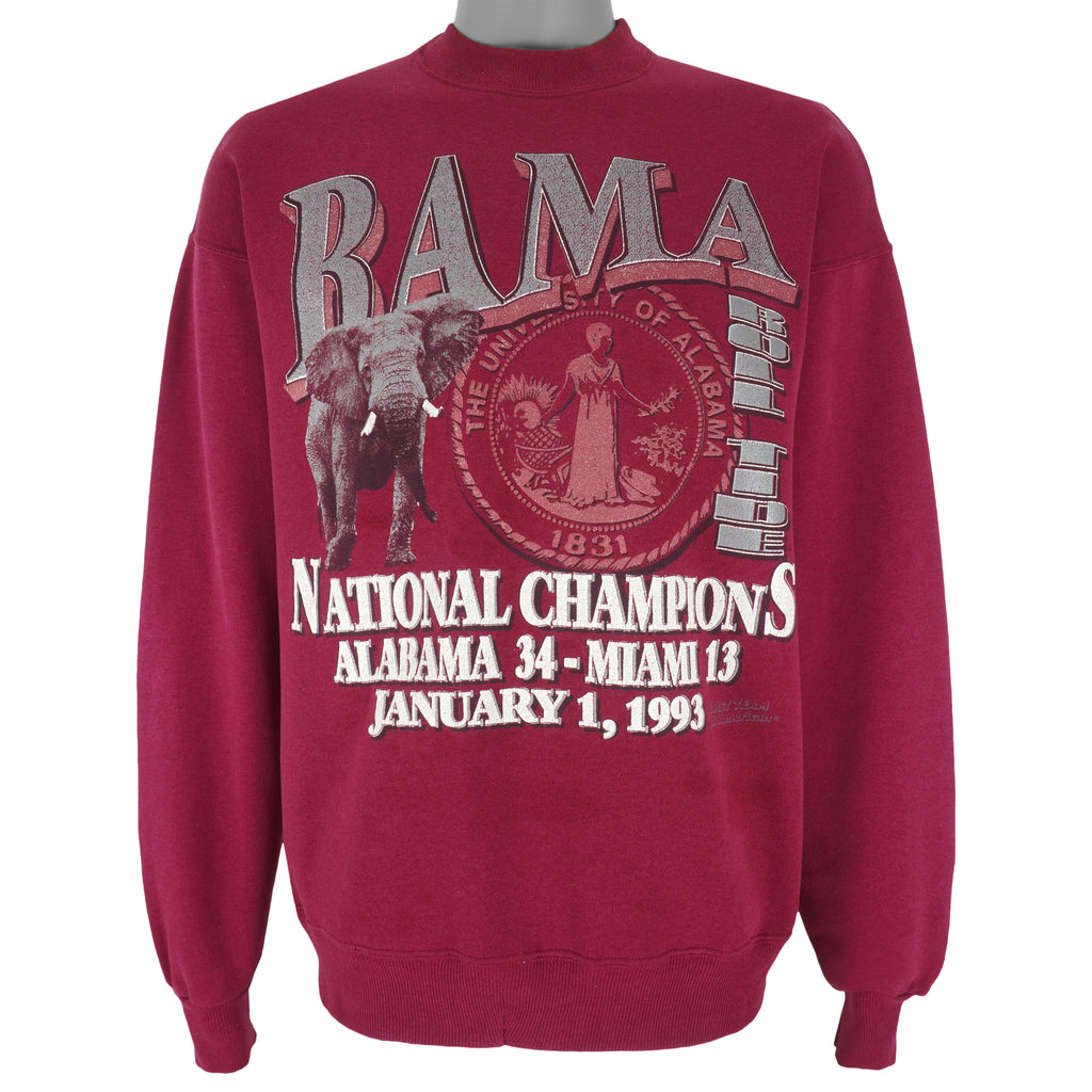 NCAA (Hanes) - Alabama Crimson Tide Crew Neck Sweatshirt 1993 X-Large Vintage Retro College Football