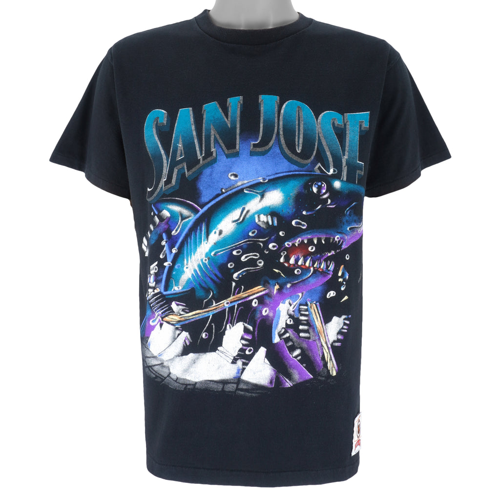 NHL (Nutmeg) - San Jose Sharks Ball Breakout T-Shirt 1990s Large Vintage Retro Hockey