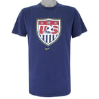 Nike - Navy Blue USA Big Logo T-Shirt 1990s Small Vintage Retro