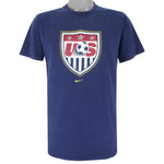 Nike - Navy Blue USA T-Shirt 1990s Small