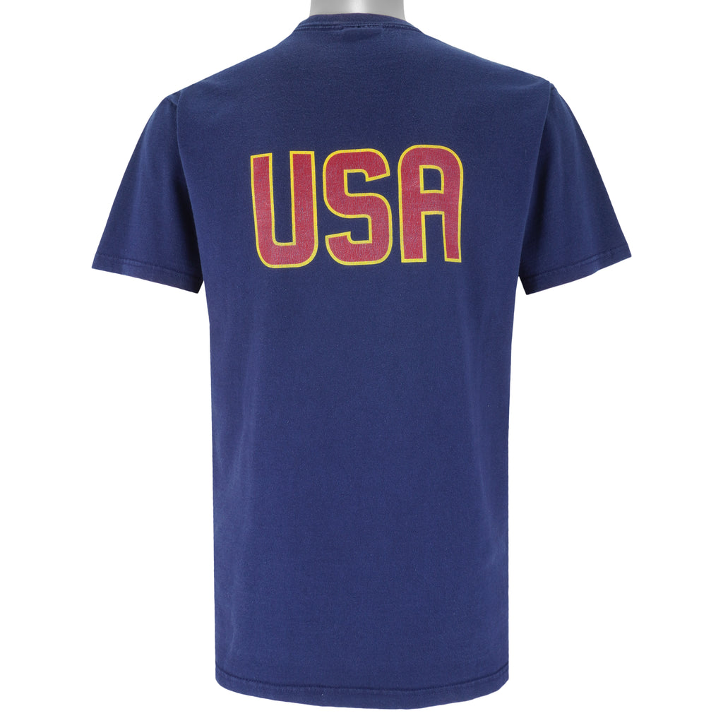 Nike - Navy Blue USA Big Logo T-Shirt 1990s Small Vintage Retro
