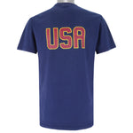 Nike - Navy Blue USA Big Logo T-Shirt 1990s Small Vintage Retro