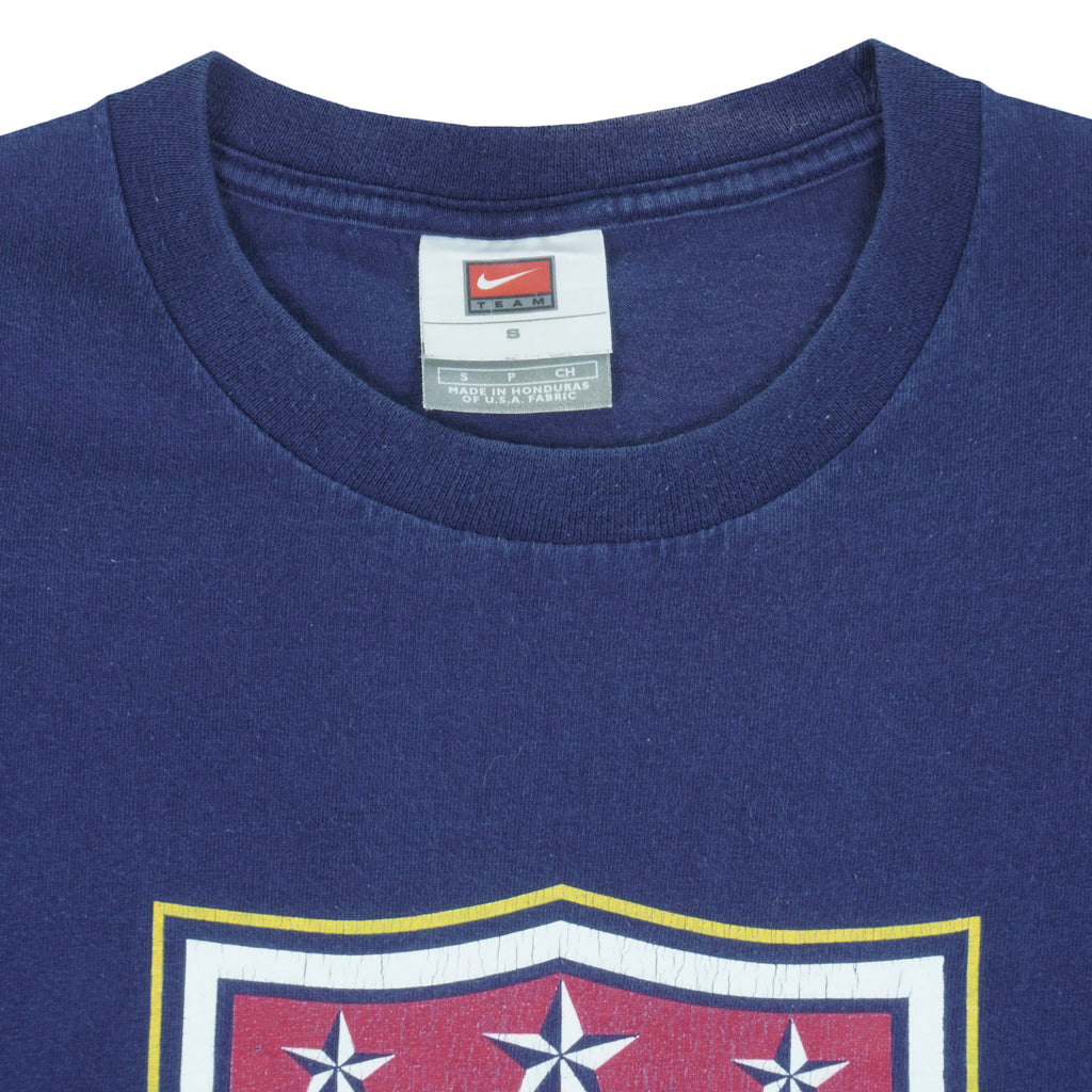 Nike - Navy Blue USA Big Logo T-Shirt 1990s Small Vintage Retro