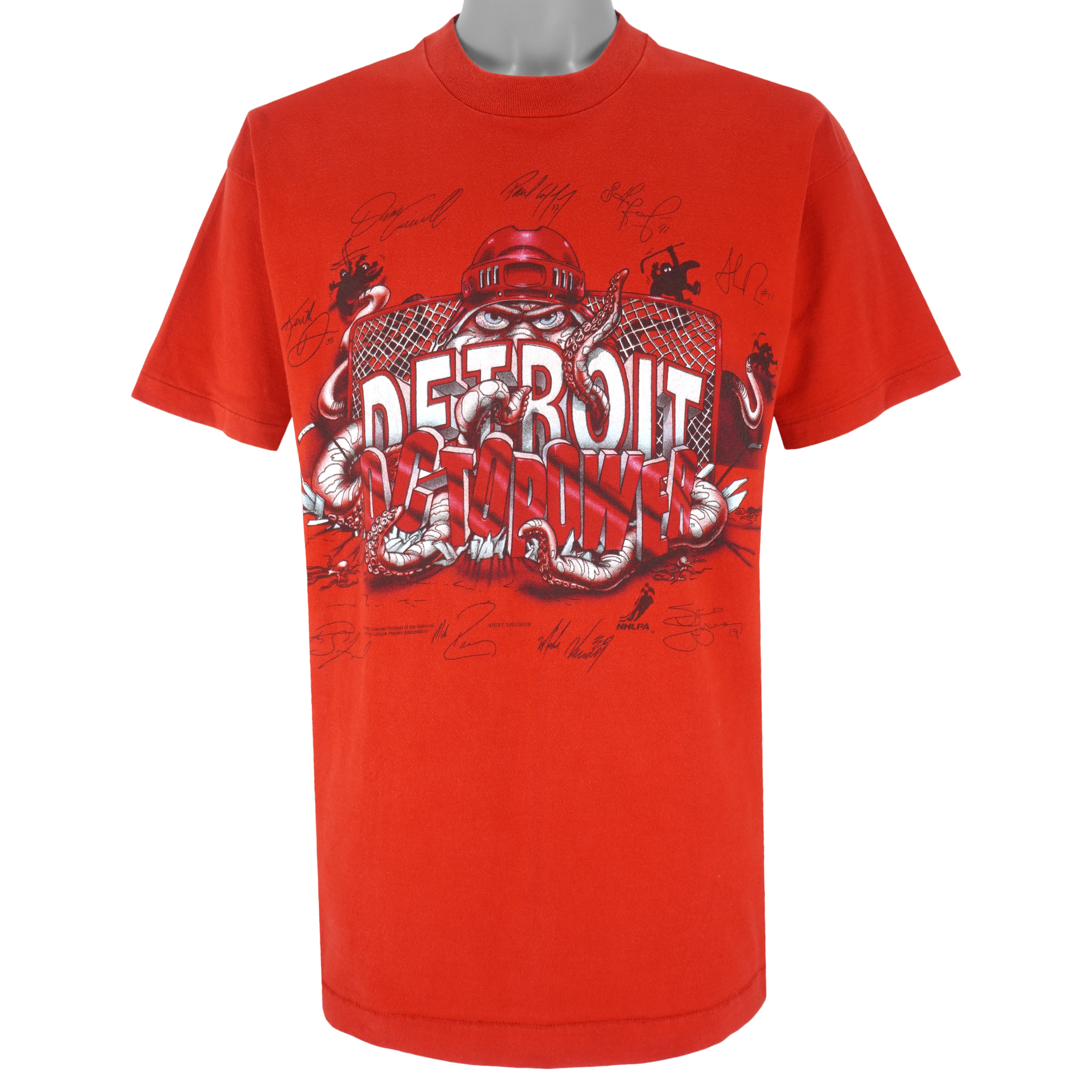NHL - Detroit Red Wings, Octopower T-Shirt 1990s X-Large Vintabe Retro Hockey
