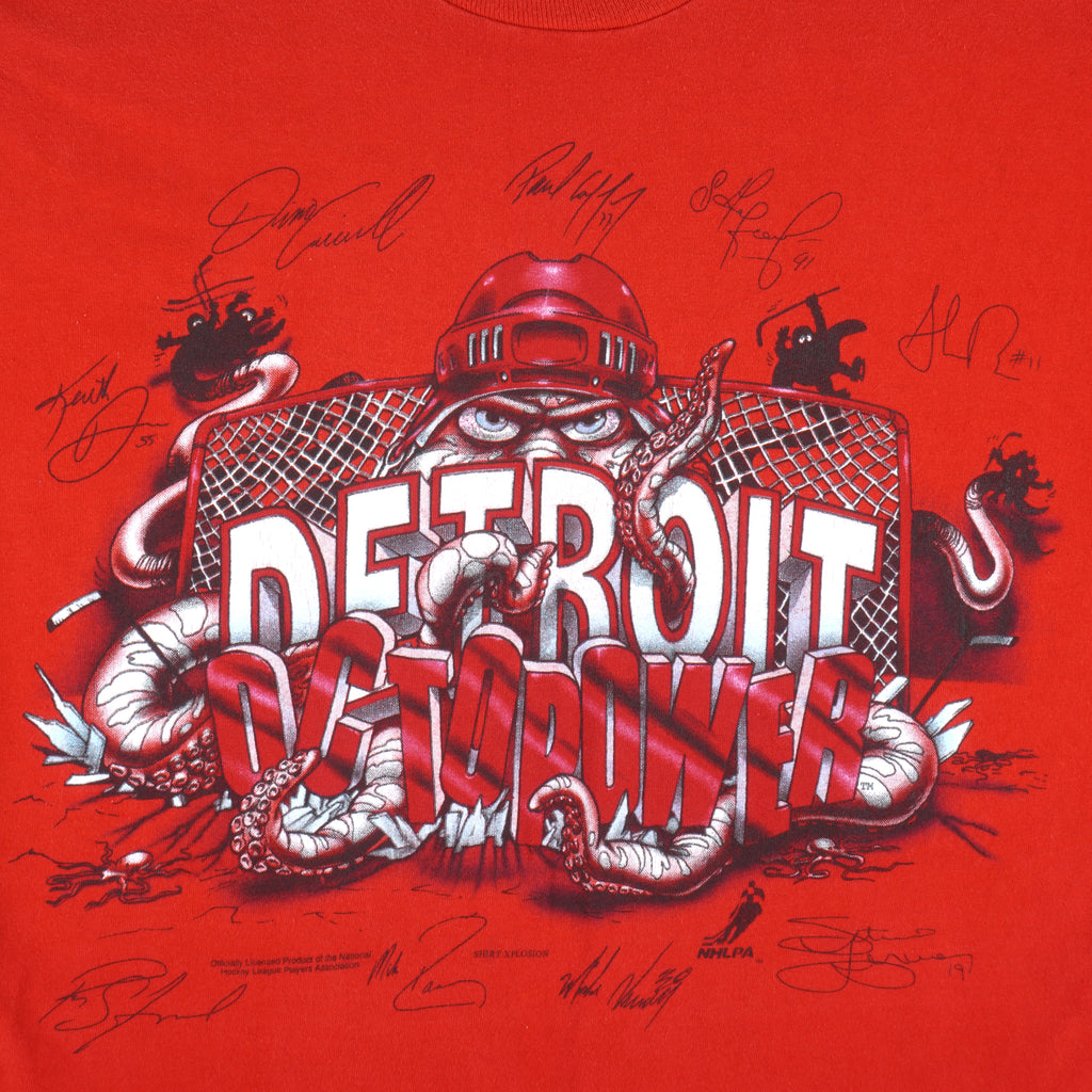 NHL - Detroit Red Wings, Octopower T-Shirt 1990s X-Large Vintabe Retro Hockey