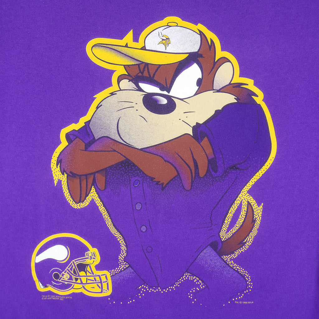 NFL (Delta) - Minnesota Vikings X Tasmanian Devils T-Shirt 1999 Large Vintage Retro Football