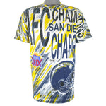 NFL (Magic Johnson T's) - San Diego Chargers All Over Prints T-Shirt 1994 Large Vintage Retro Football