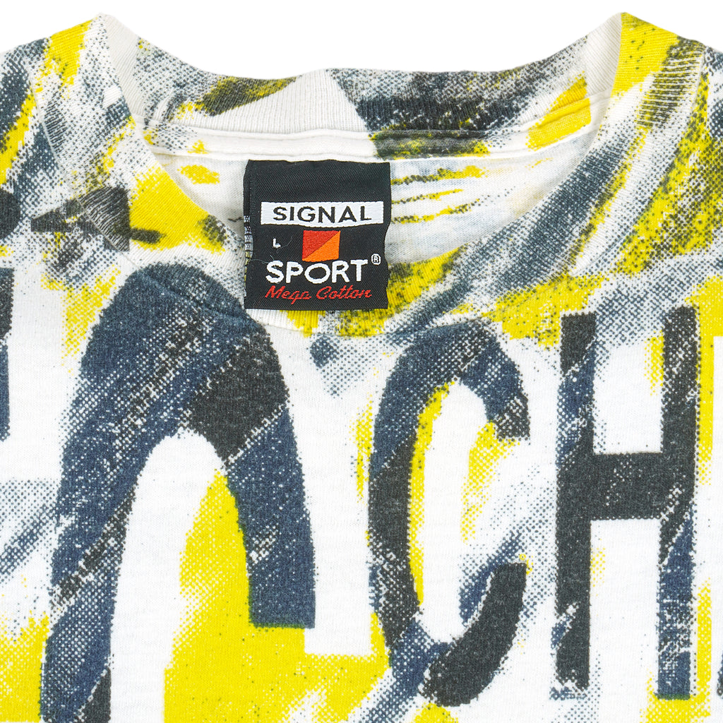 NFL (Magic Johnson T's) - San Diego Chargers All Over Prints T-Shirt 1994 Large Vintage Retro Football