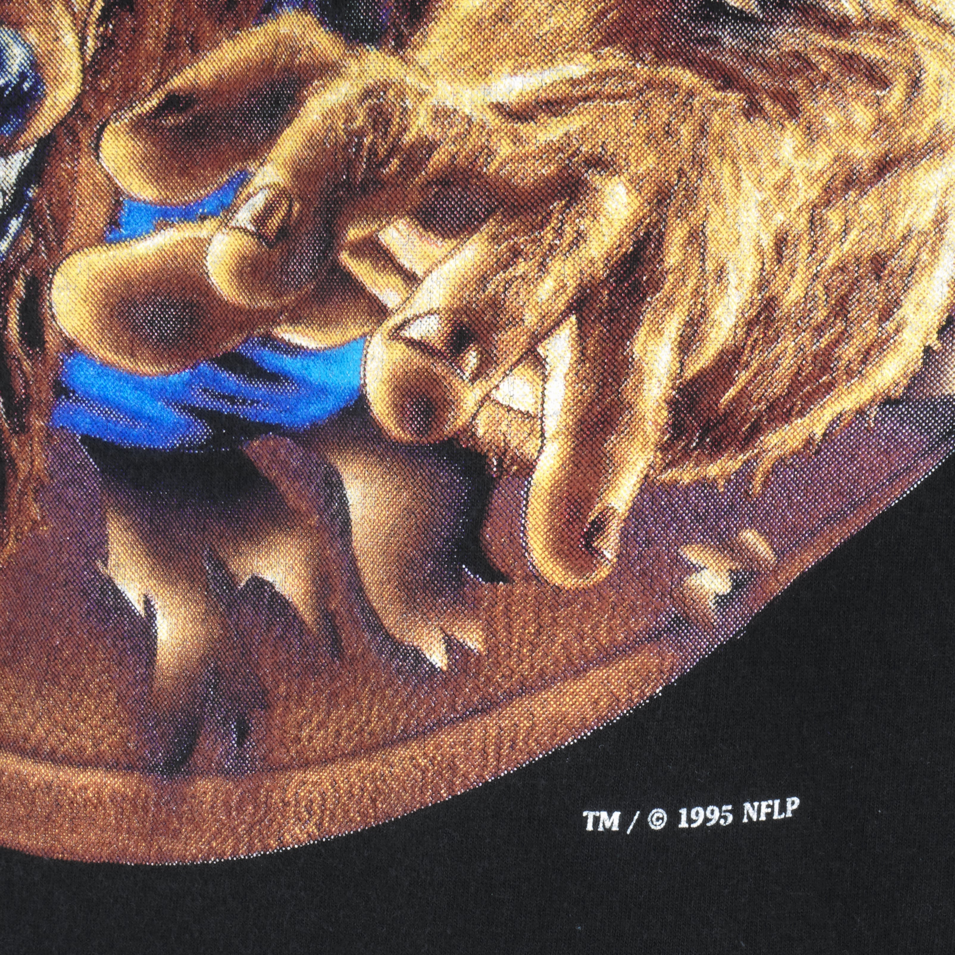 NFL (Nutmeg) - Buffalo Bills Ball Breakout T-Shirt 1995 Large Vintage Retro Football