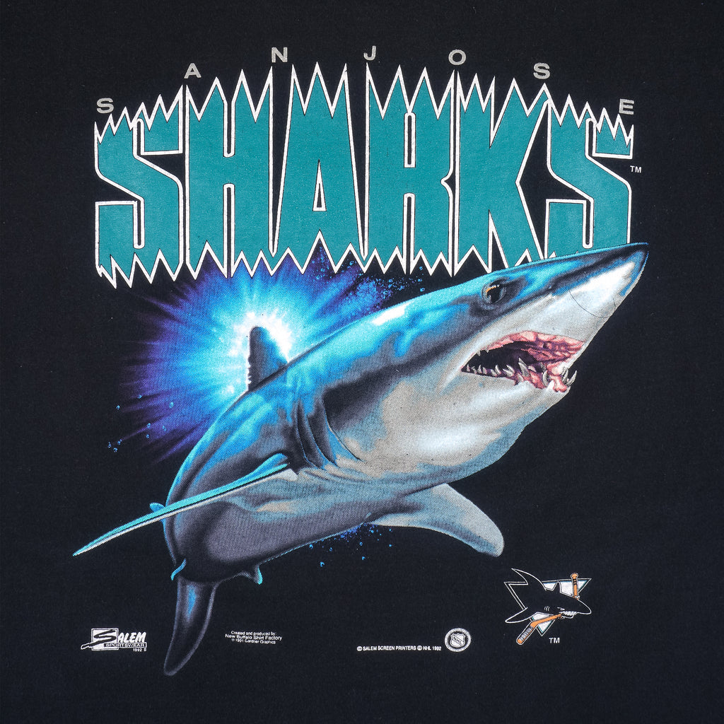 NHL (Salem) - San Jose Sharks Spell-Out T-Shirt 1992 X-Large Vintage Retro Hockey