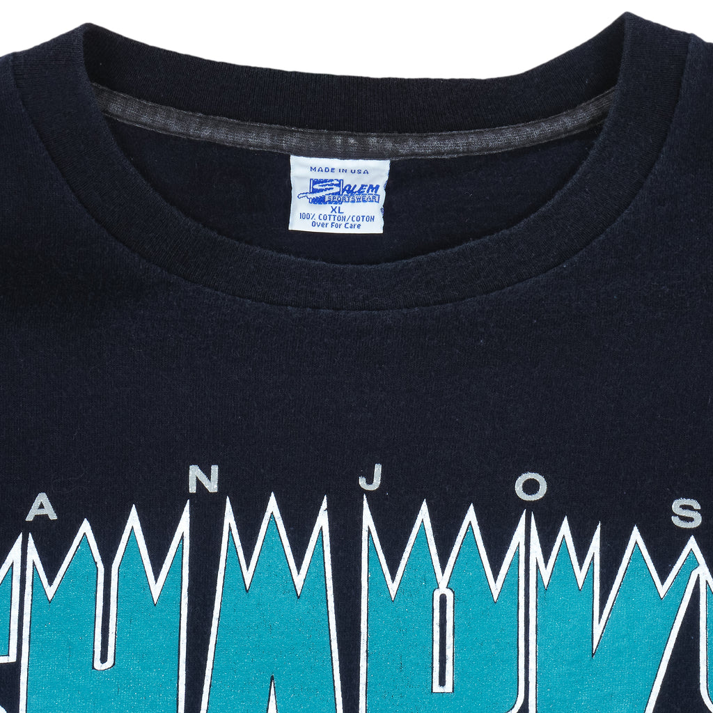 NHL (Salem) - San Jose Sharks Spell-Out T-Shirt 1992 X-Large Vintage Retro Hockey