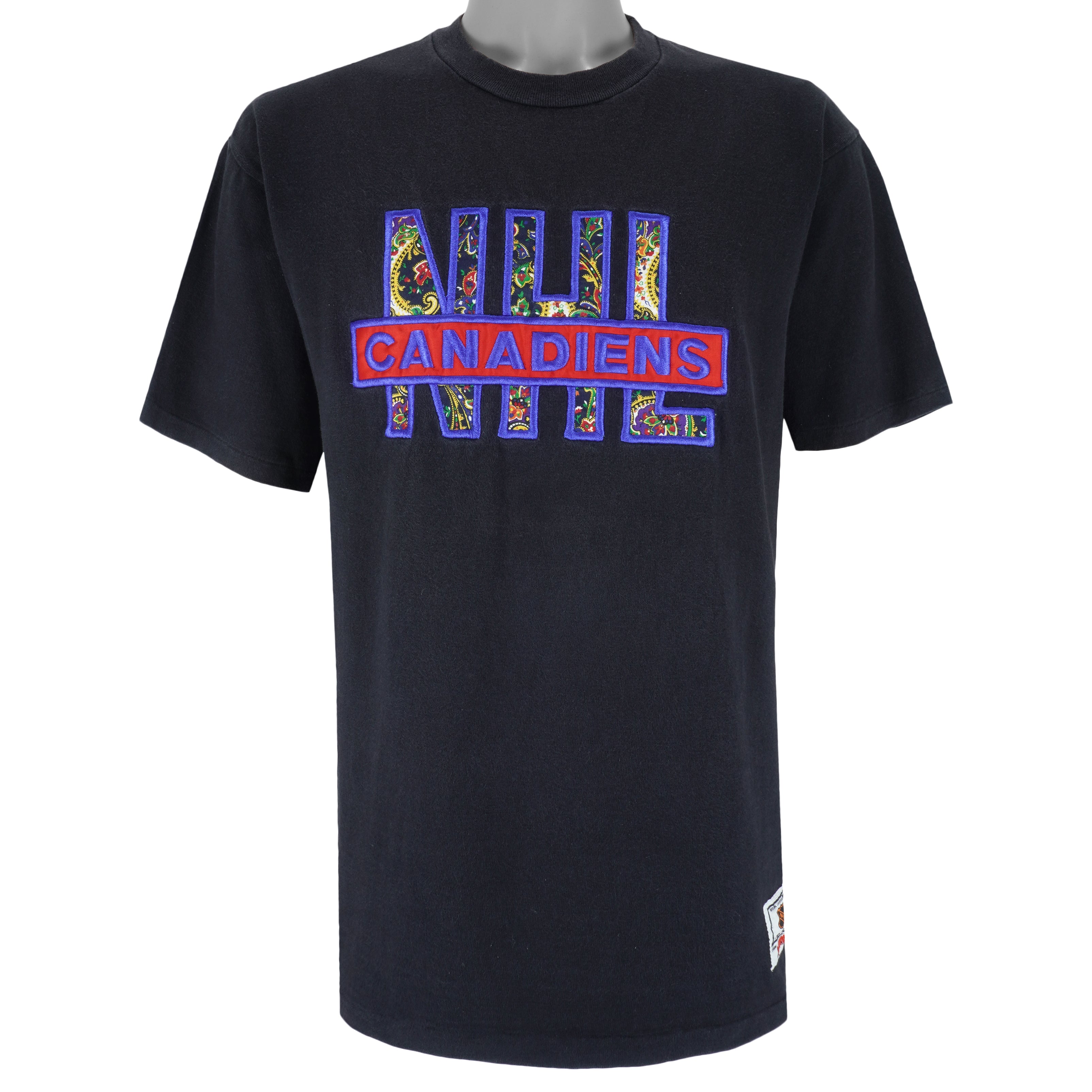 NHL - Montreal Canadiens Embroidered T-Shirt 1990s Medium Vintage Retro Hockey 