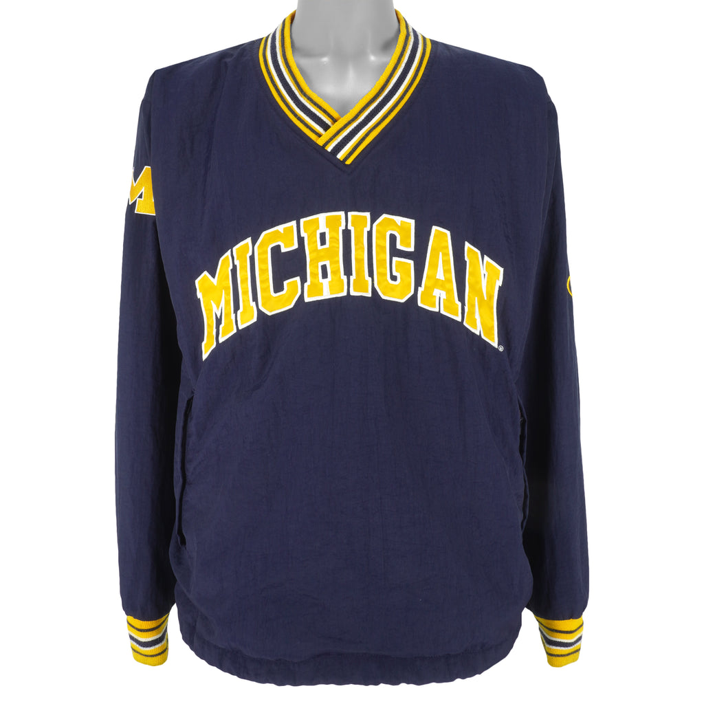 Champion - Michigan Wolverines Pullover Windbreaker 1990s Medium Vintage Retro College