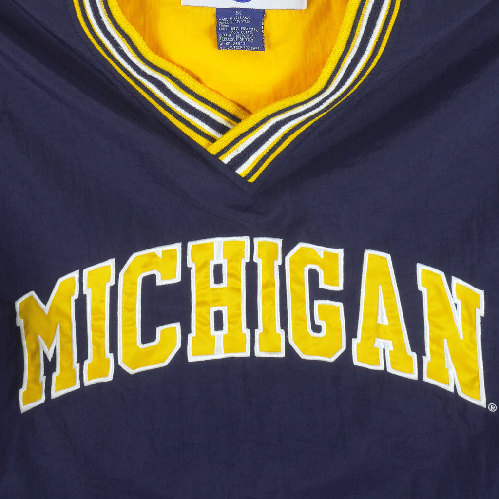Champion - Michigan Wolverines Pullover Windbreaker 1990s Medium Vintage Retro College