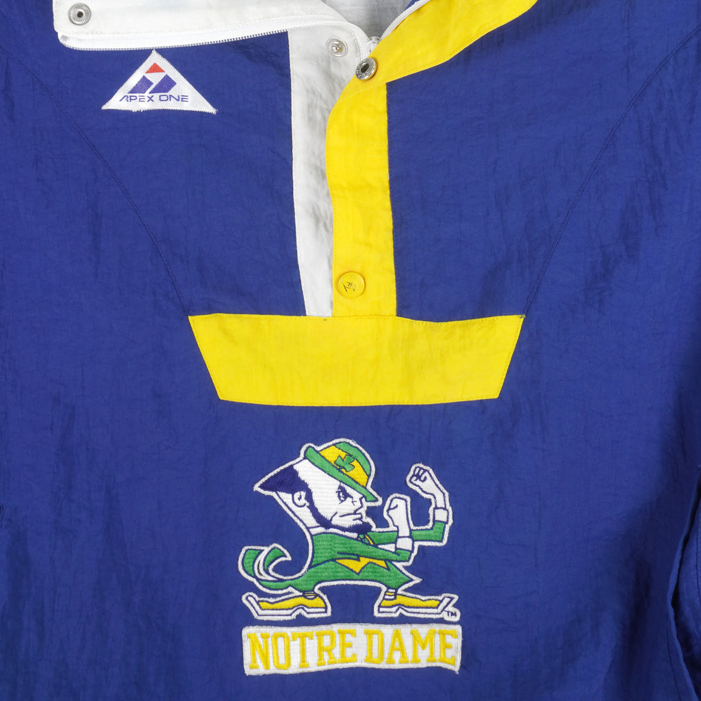 NCAA - Notre Dame Fighting Irish 1/2 Button & Zip Windbreaker 1990s X-Large Vintage Retro College