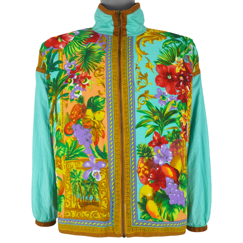 Vintage (East West) - Floral Patterned Windbreaker 1990s Medium Vintage Retro