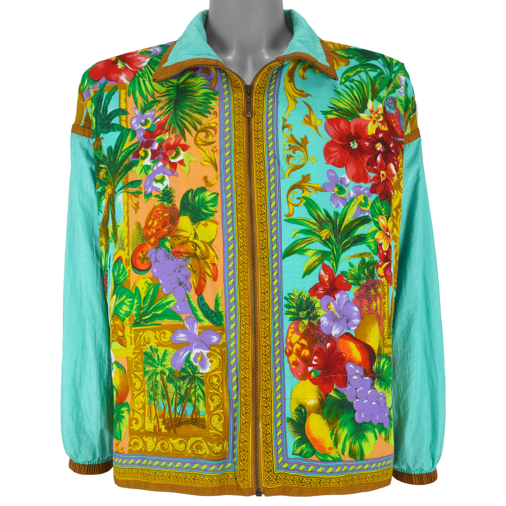 Vintage (East West) - Floral Patterned Windbreaker 1990s Medium Vintage Retro