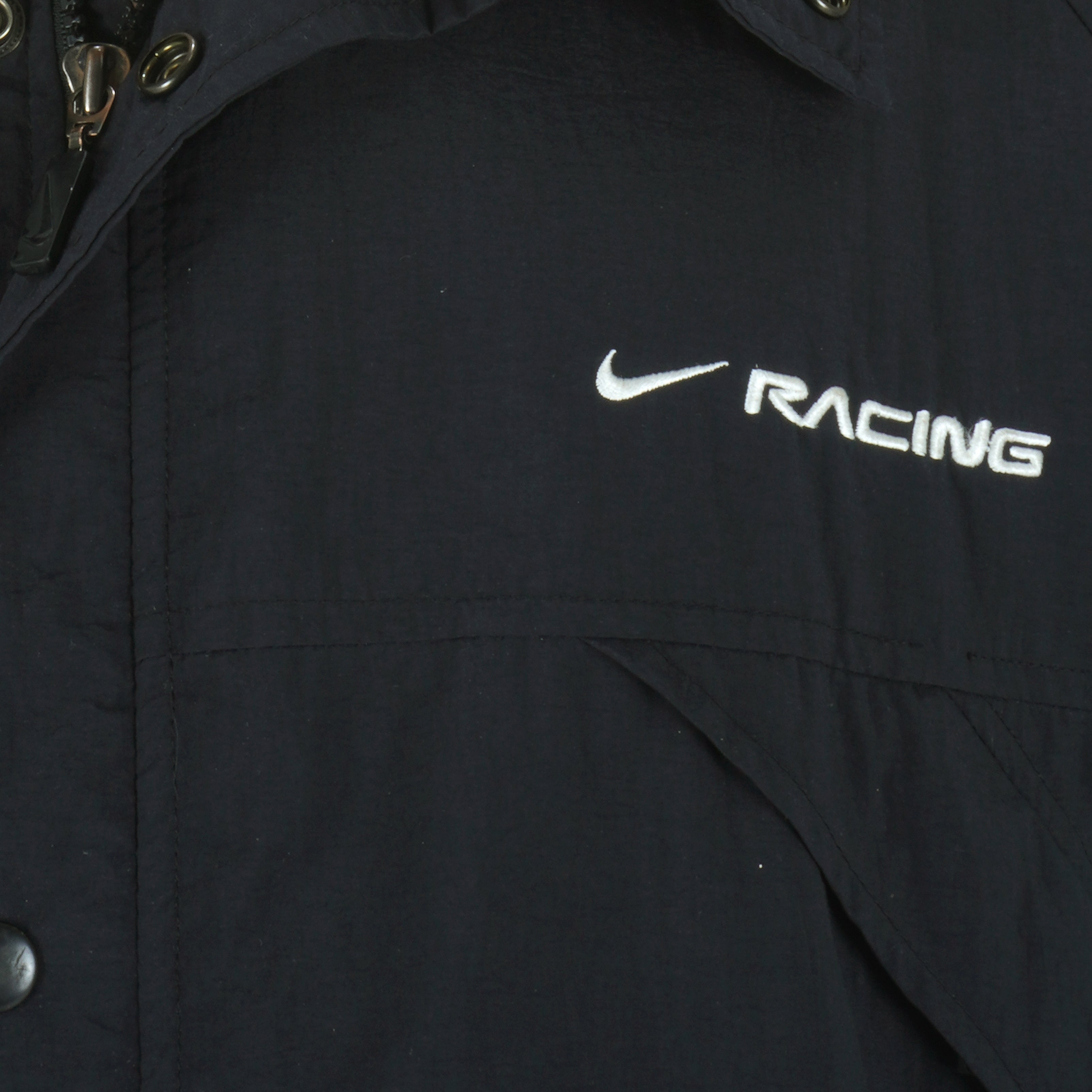 Nike - Black Racing Team Button-Up Windbreaker 1990s Large Vintage Retro