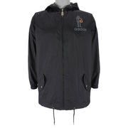 Adidas - Black Zip-Up Hooded Windbreaker 1990s X-Large Vintage Retro