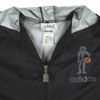 Adidas - Black Zip-Up Hooded Windbreaker 1990s X-Large Vintage Retro