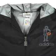 Adidas - Black Zip-Up Hooded Windbreaker 1990s X-Large Vintage Retro