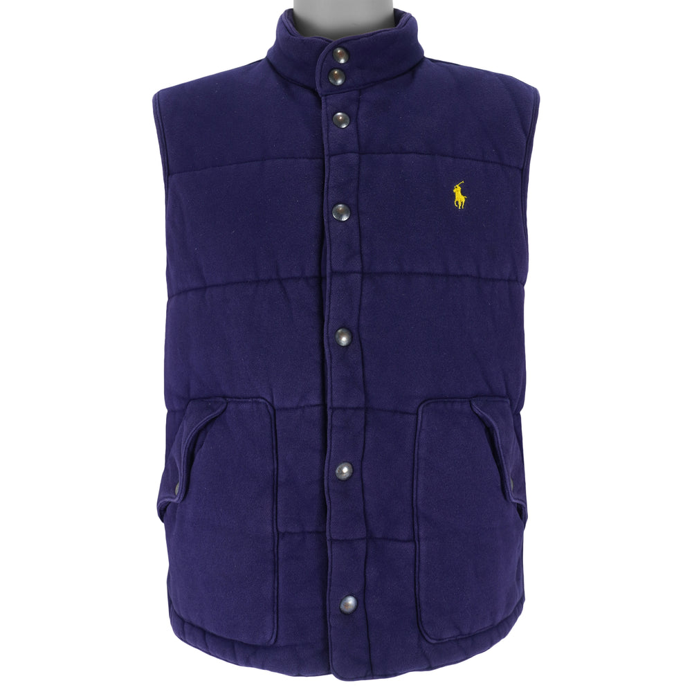 Ralph Lauren (Polo) - Navy Blue Denim Sleeveless Jacket 1990s Large Vintage Retro