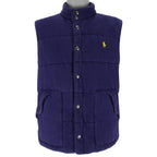 Ralph Lauren (Polo) - Navy Blue Denim Sleeveless Jacket 1990s Large Vintage Retro