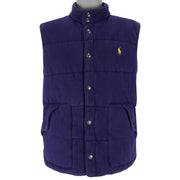 Ralph Lauren (Polo) - Navy Blue Denim Sleeveless Jacket 1990s Large Vintage Retro