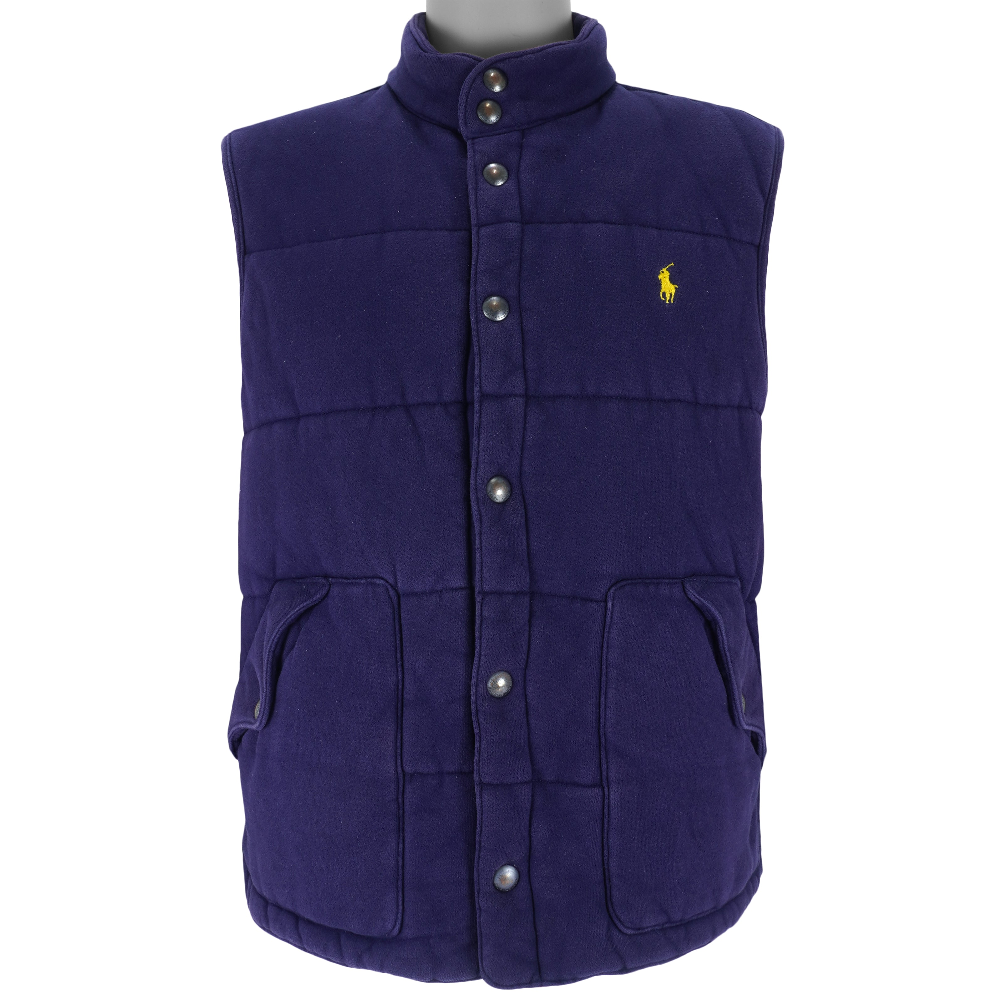 Ralph Lauren (Polo) - Navy Blue Denim Sleeveless Jacket 1990s Large Vintage Retro