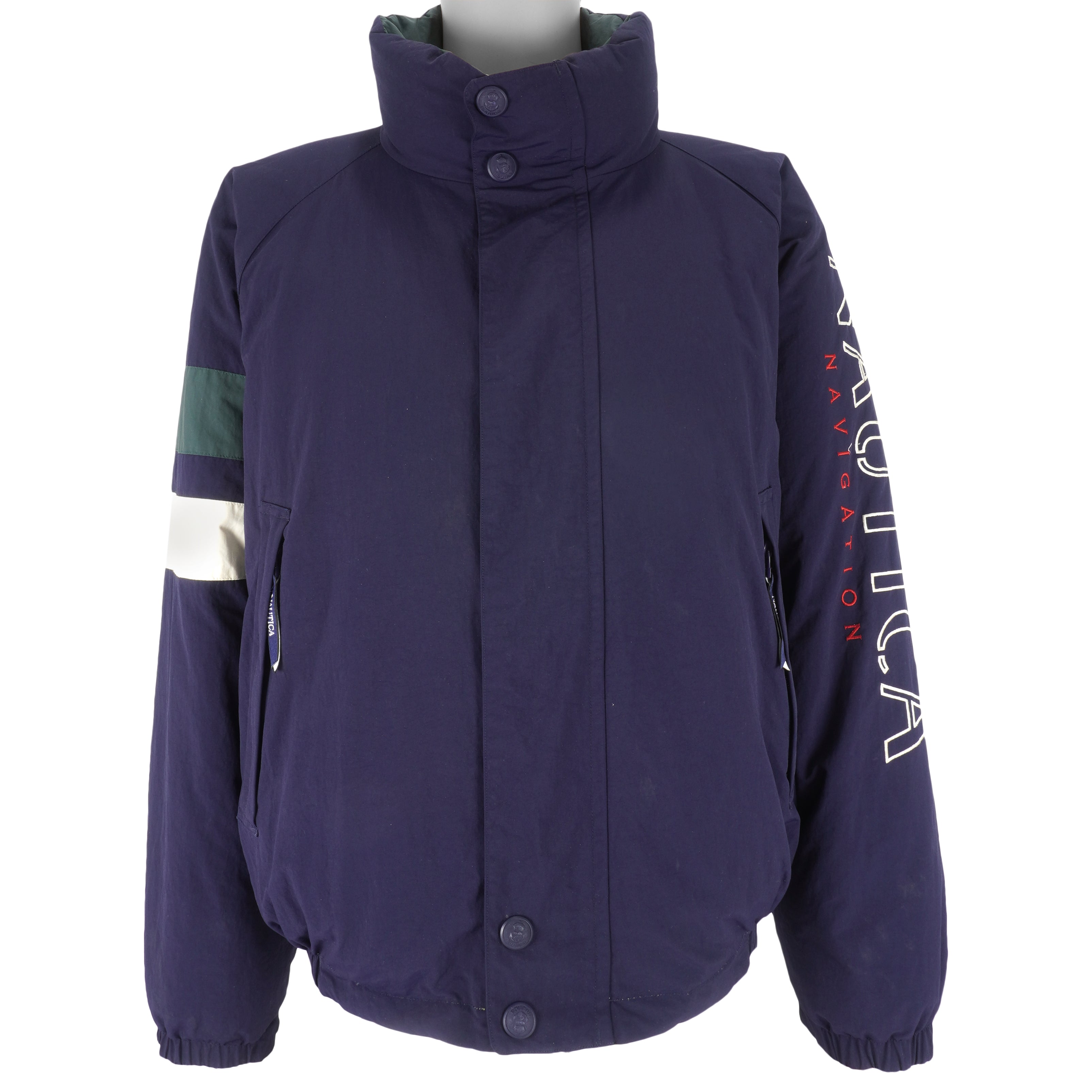 Nautica - Yellow & Blue Reversible Zip-Up Jacket 1990s X-Large Vintage Retro