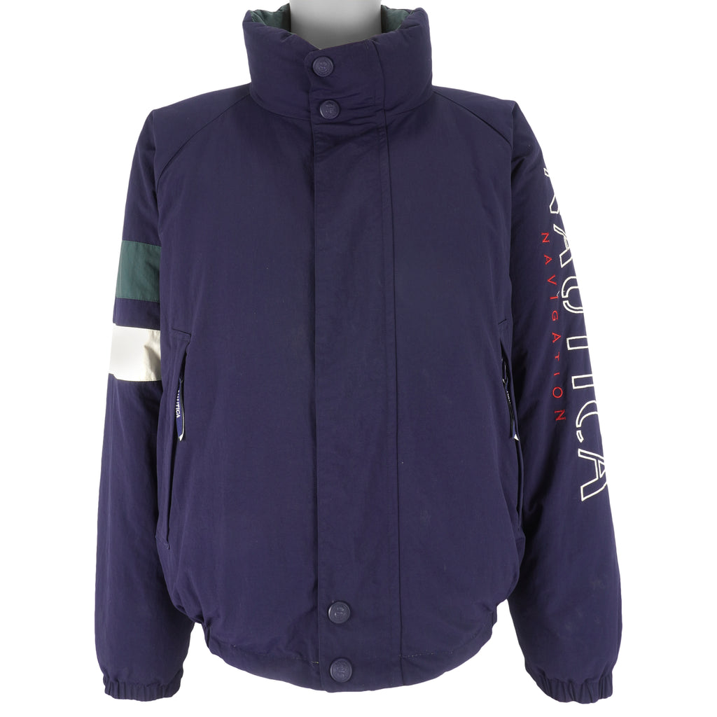 Nautica - Yellow & Blue Reversible Zip-Up Jacket 1990s X-Large Vintage Retro