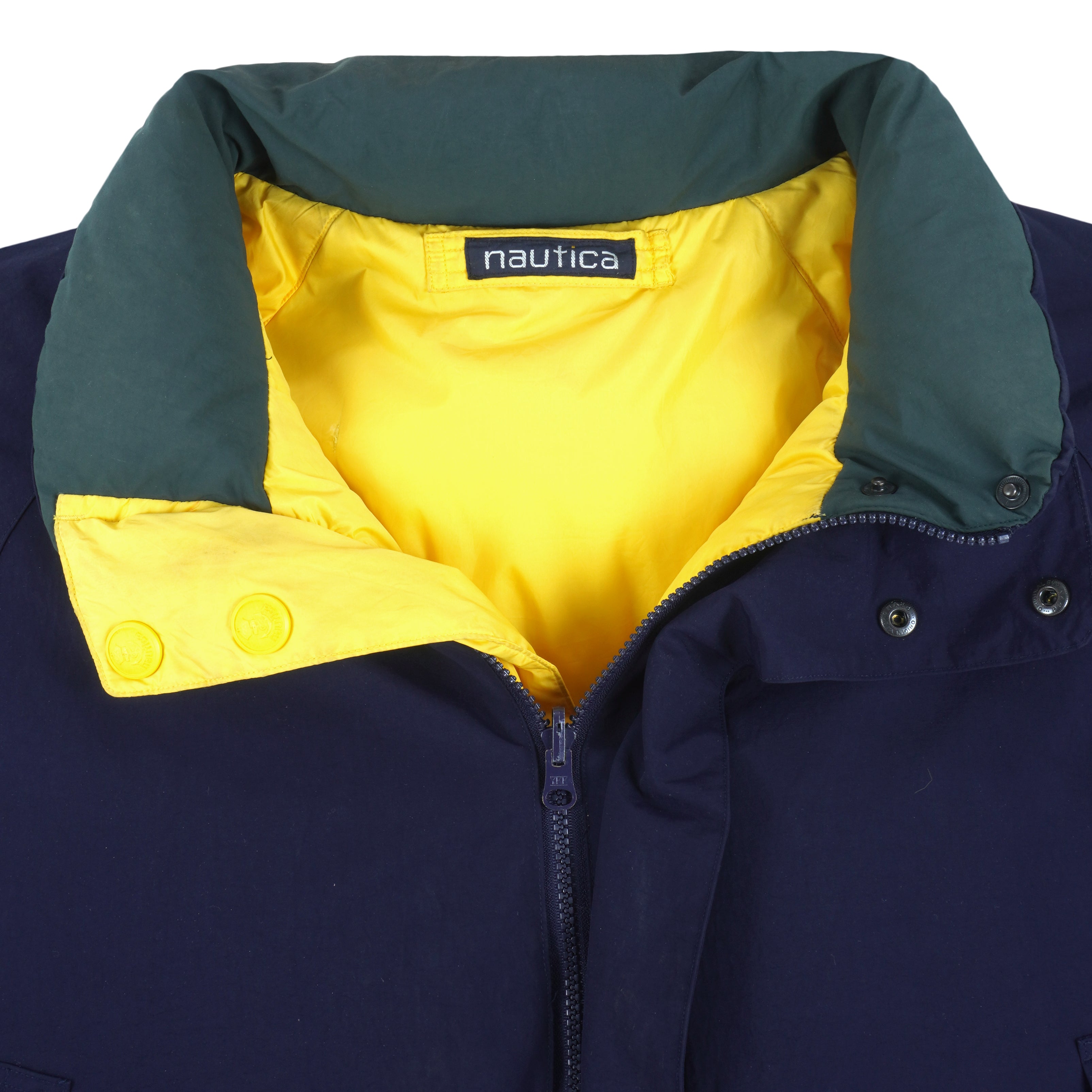 Nautica - Yellow & Black Reversible Zip-Up Jacket 1990s X-Large Vintage Retro