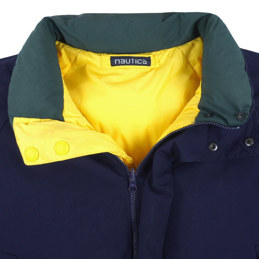 Nautica - Yellow & Black Reversible Zip-Up Jacket 1990s X-Large Vintage Retro