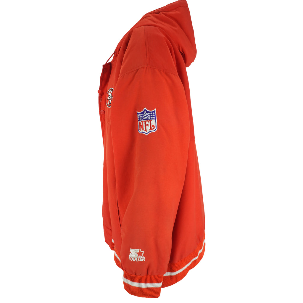 Starter - San Francisco 49ers Hooded Jacket 1990s Large Vintage Retro Football