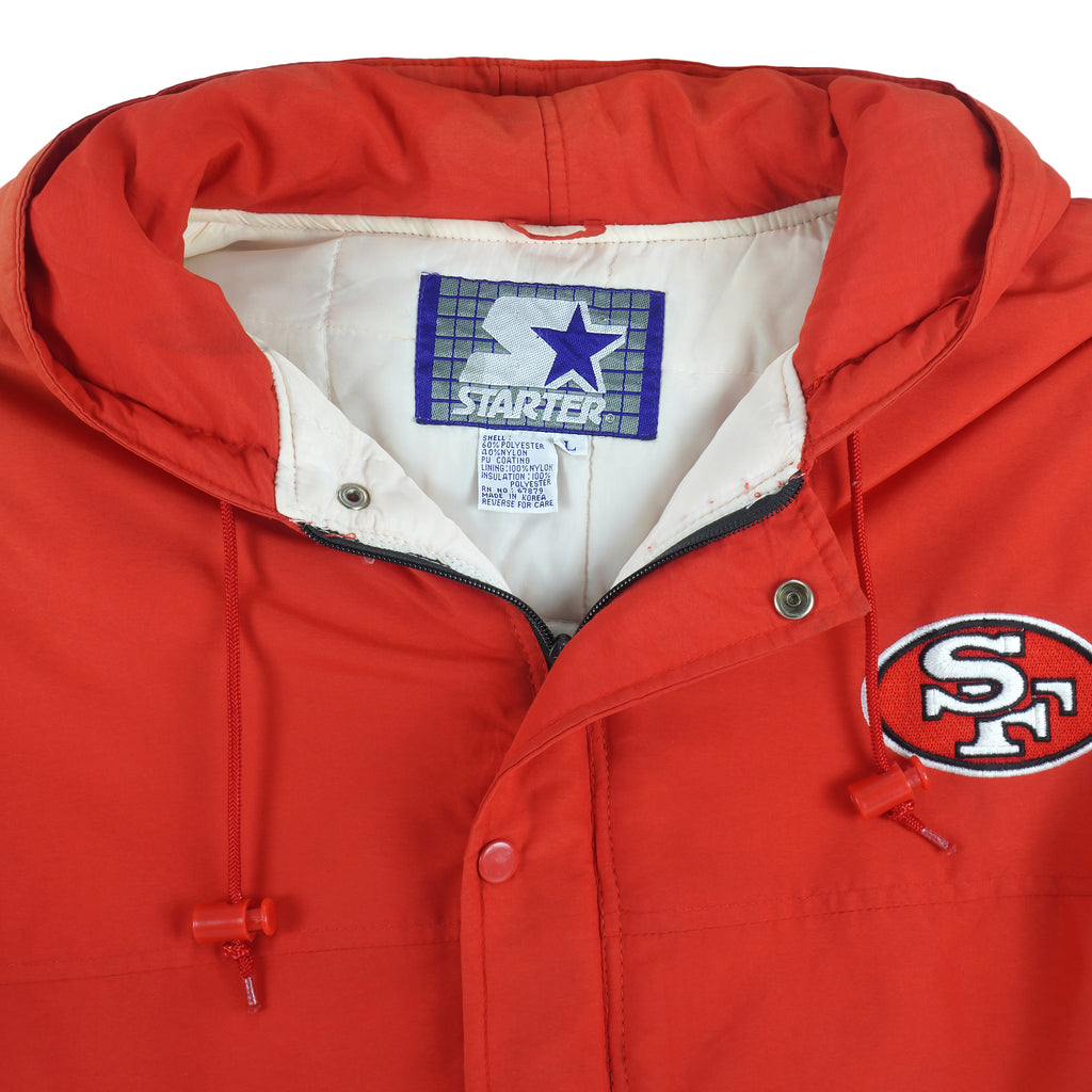 Starter - San Francisco 49ers Hooded Jacket 1990s Large Vintage Retro Football