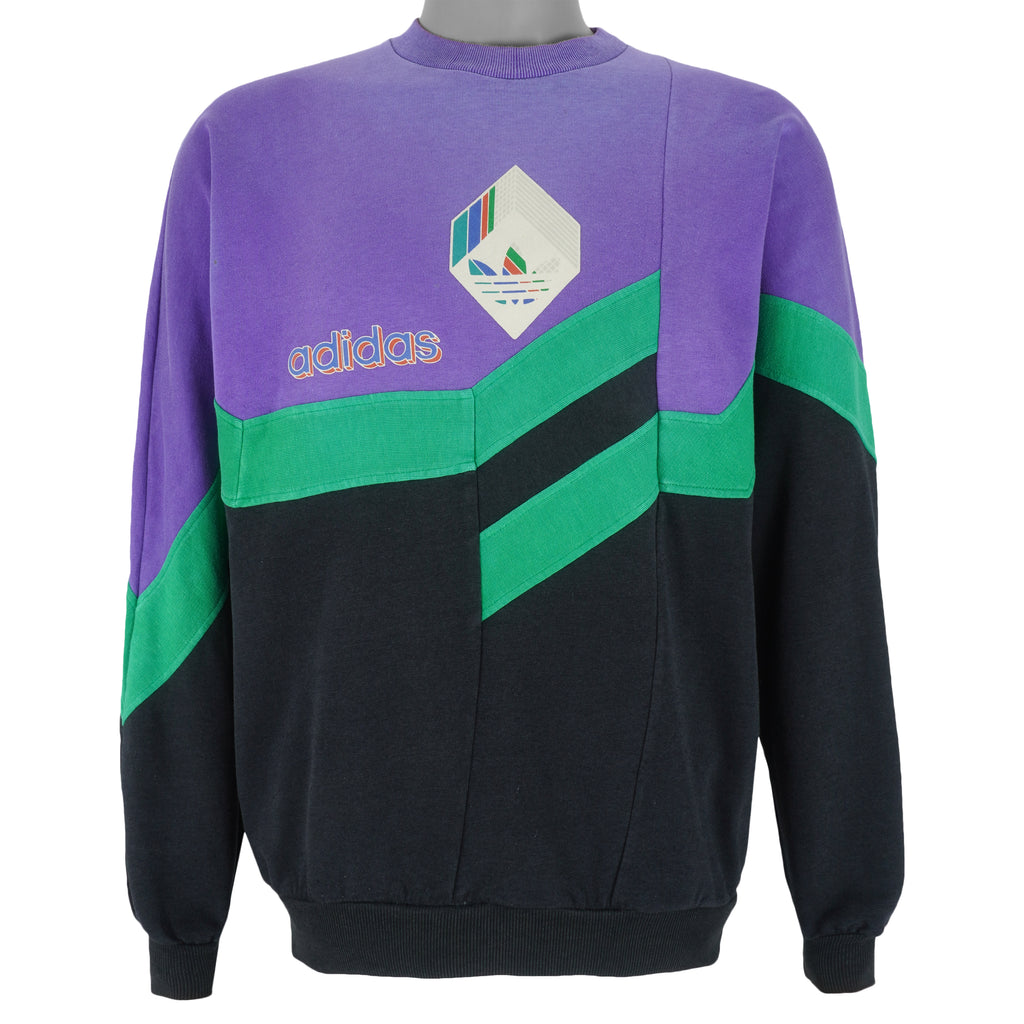 Adidas - Colorway Spell-Out Sweatshirt 1990s Large Vintage Retro