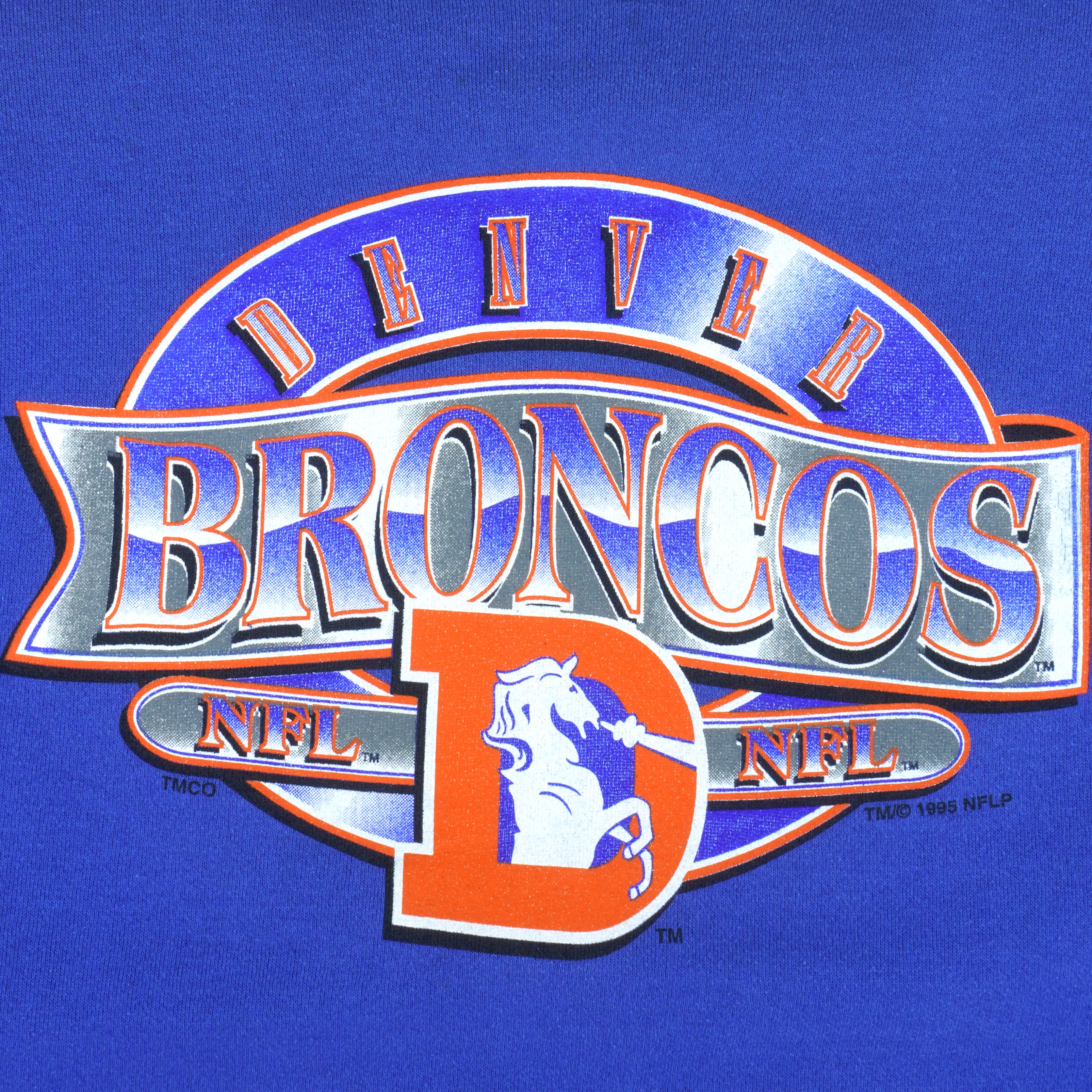 NFL - Blue Denver Broncos Crew Neck Sweatshirt 1995 Large Vintage Retro Football