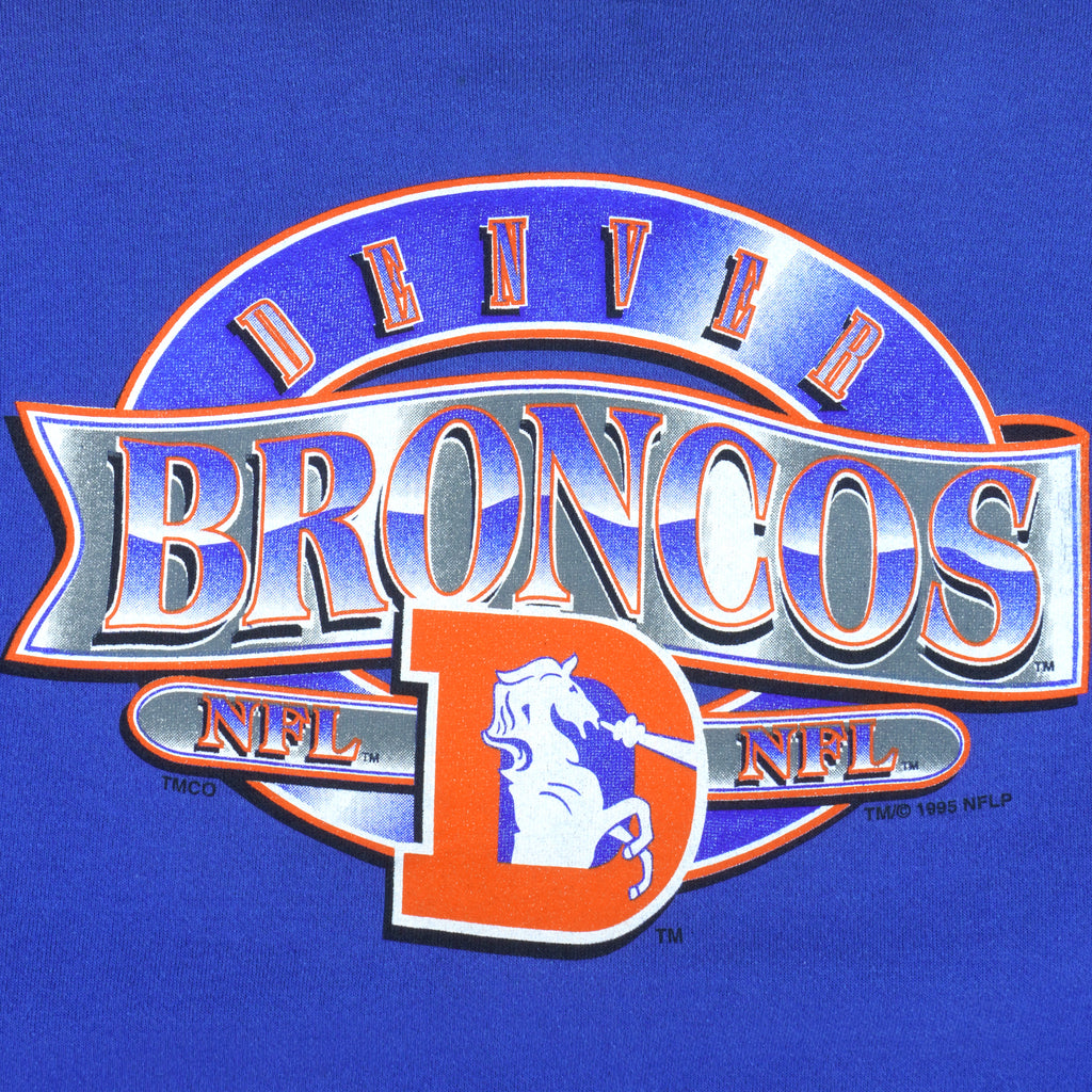 NFL - Blue Denver Broncos Crew Neck Sweatshirt 1995 Large Vintage Retro Football