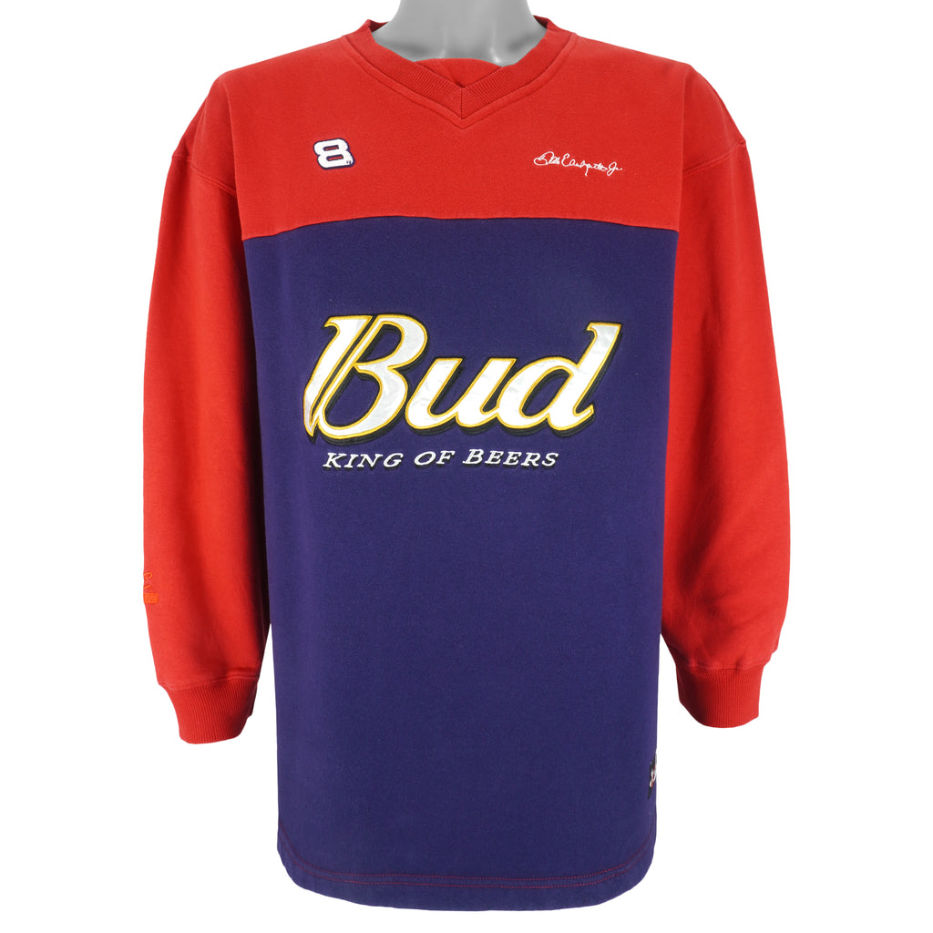 NASCAR - Dale Jr. #8 Budweiser Sweatshirt 1990s Large Vintage Retro